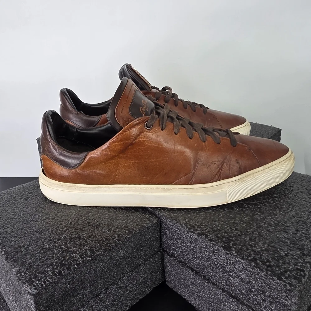 Good Man Brand Shoes Men's 12 Legend Low Top Sneaker Brown Leather Made in Italy